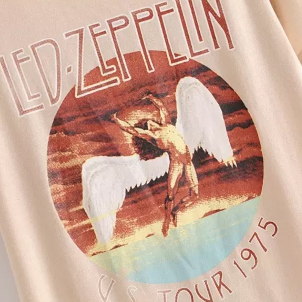 Led Zeppelin Rock Band Tee Graphic US Tour cream - Picture 2 of 2
